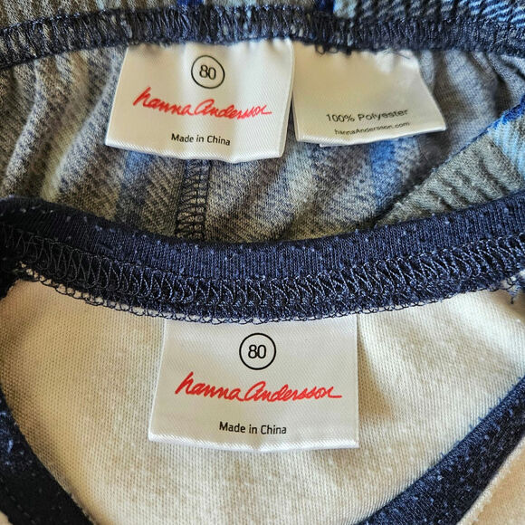 Hanna Andersson Toddler Deer Pajama Set Plaid Top & Bottom Size 80 (18-24M) - Picture 7 of 8